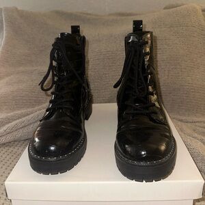 A New Day Glossy Black Combat Boots